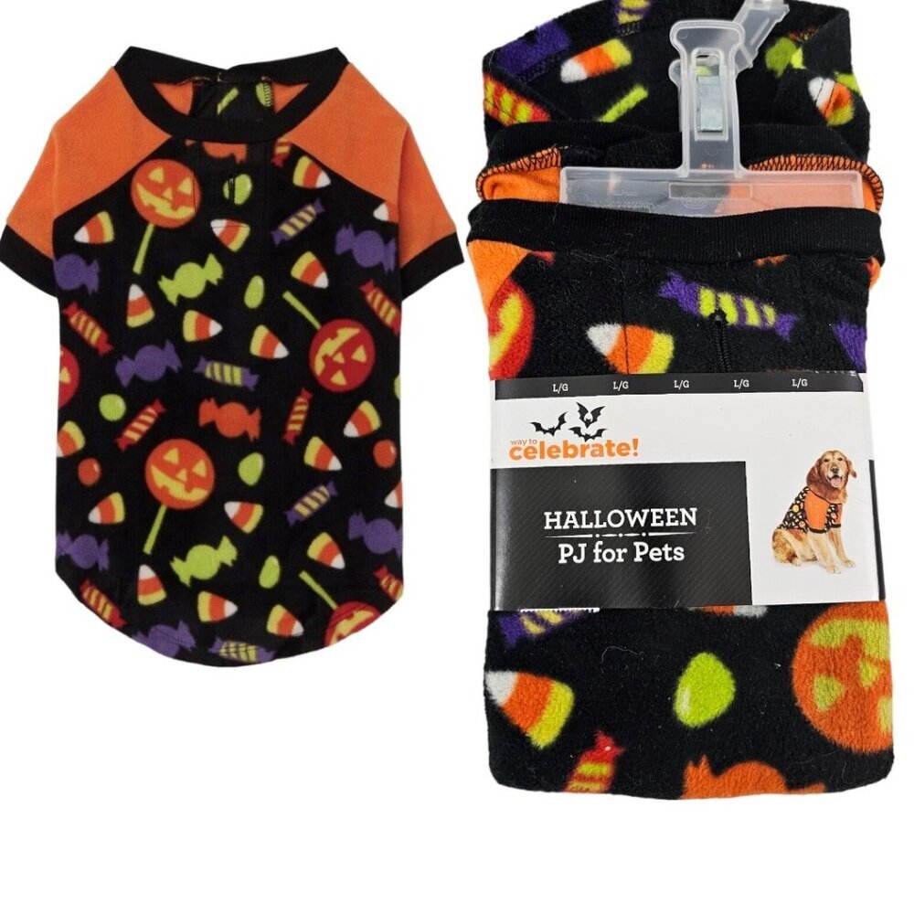 Way to Celebrate Pet PJs Candy Corn Candy Halloween Pajamas – Large (30-55 lbs)
